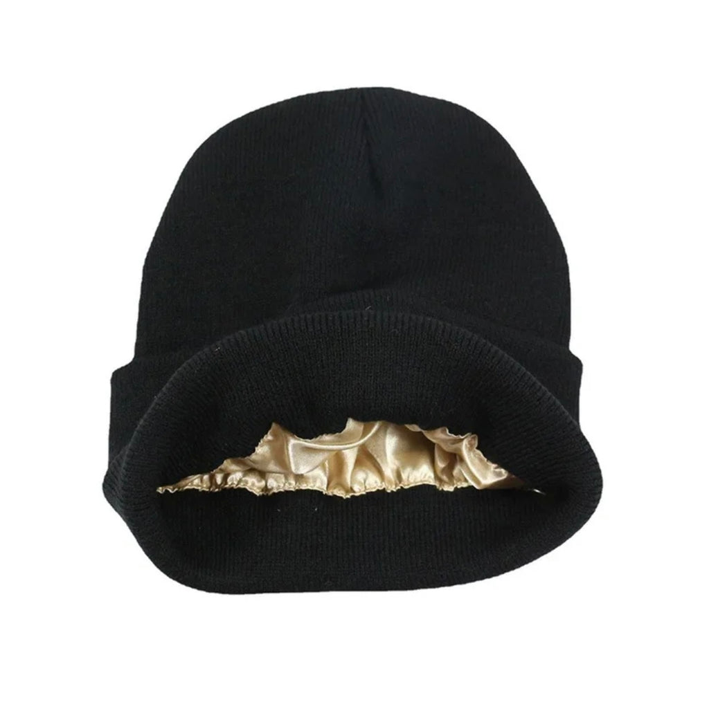 Satin Lined Knit Beanie Hat