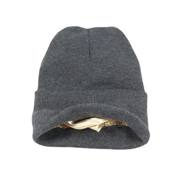 Satin Lined Knit Beanie Hat